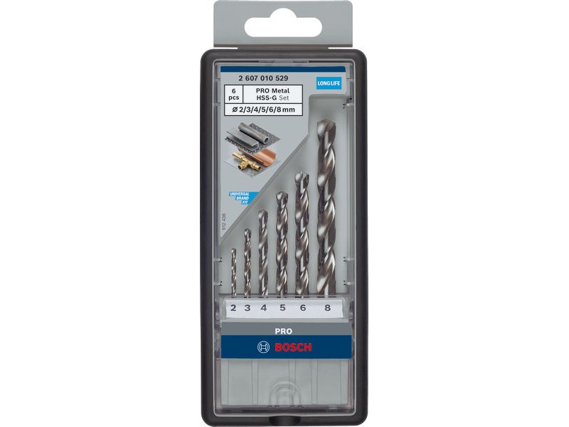6-delni set svedrov HSS-G DIN 338 PRO Metal za kovino Bosch, 2607010529